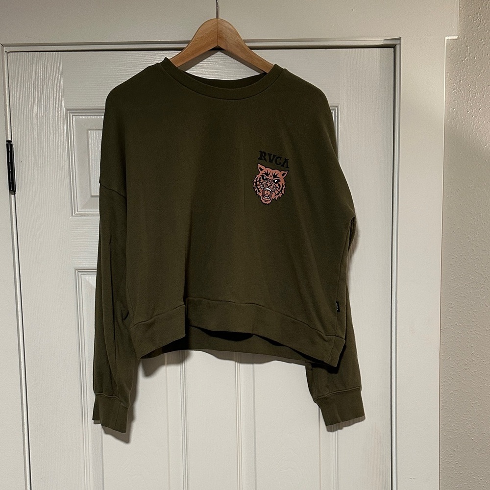 RVCA Dark Olive Women's Cropped Sweatshirt